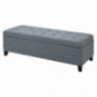 HOMCOM 51" Large Tufted Linen Fabric Ottoman Storage Bench with Soft Close Top - Heather Grey