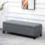 HOMCOM 51" Large Tufted Linen Fabric Ottoman Storage Bench with Soft Close Top - Heather Grey