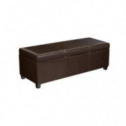 FIRST HILL FHW Madison Rectangular Faux Leather Storage Ottoman Bench, Large, Espresso Brown