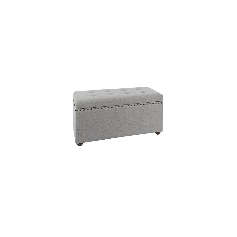 Silverwood FH1031-LGR Penelope Nail Head Storage Bench in Light Grey