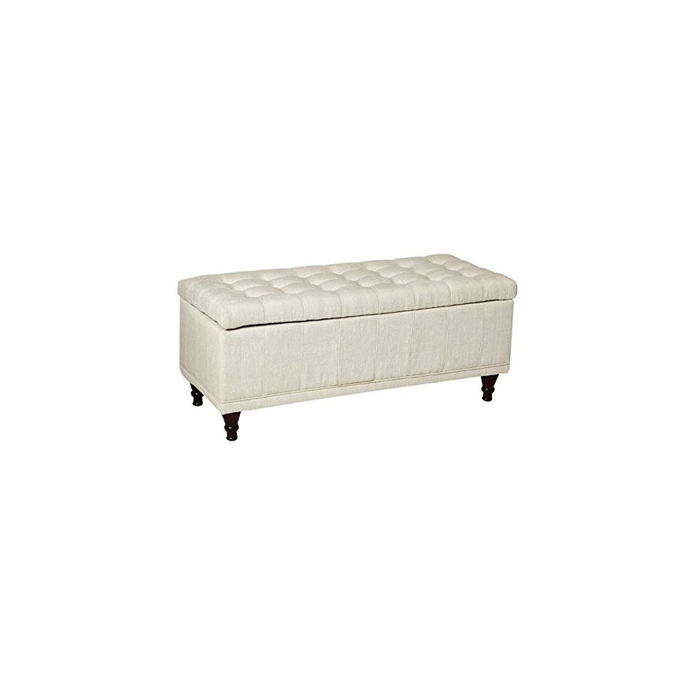 Homelegance Lift Top Storage Bench with Tufted Accents, Beige Fabric