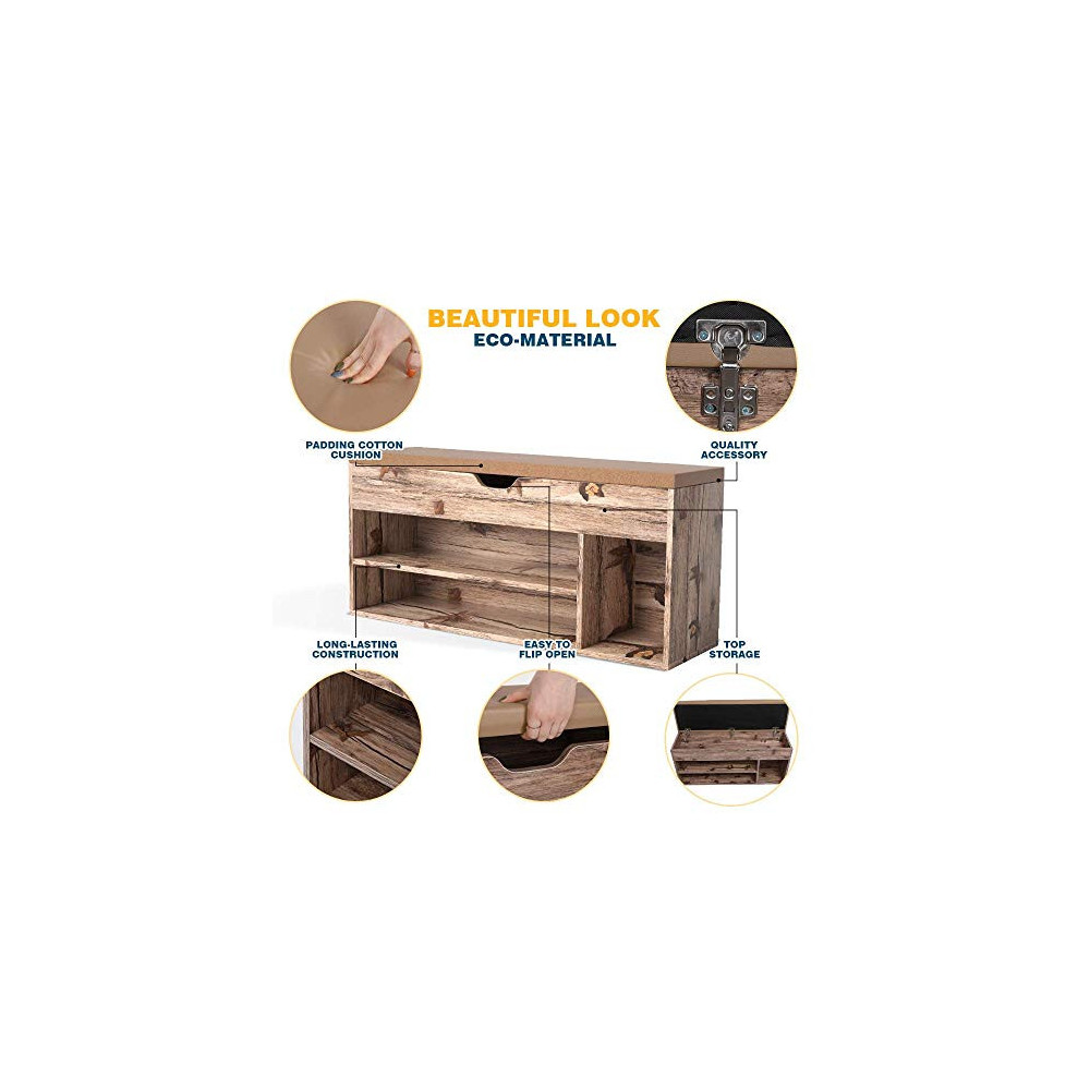 LGHM Shoe Storage Bench, Entryway Bench with Shoe Storage, 2Tier