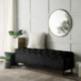 Inspired Home Velvet Storage Ottoman - Hand Woven Entryway Bench with Storage and Foot Rest, Navea, Black