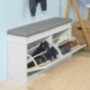Haotian FSR64-W, White Storage Bench with Drawers & Padded Seat Cushion, Hallway Bench Shoe Cabinet Shoe Bench