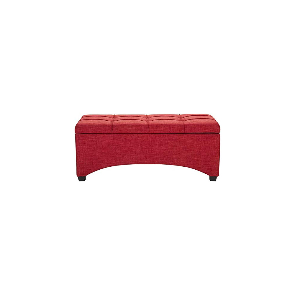 Red Ottoman Storage Bench Organizer Padded Seat Foot Rest Footstool Living Room Relax Bed End Bedroom Entryway Hallway Seatin