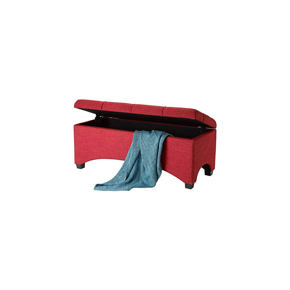 Red Ottoman Storage Bench Organizer Padded Seat Foot Rest Universe Furniture