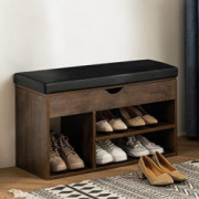 APICIZON Shoe Storage Bench, Entryway Bench with Flip-up Padded Cushion and Storage Space, 2-Tier & 1- Hidden Compartment Sho