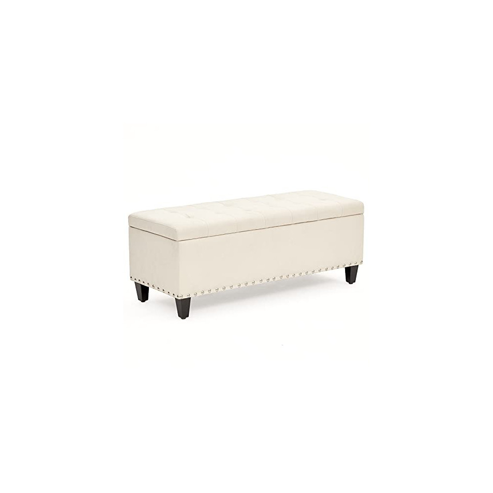 HUIMO Ottoman with Storage, 41-inch Upholstered Fabric Storage Ottoman with Safety Hinge, Storage Bench with Button-Tufted , 