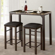VECELO 3-Piece Pub Dining Set Counter Height Breakfast Table with 2 Bar Stools, Black