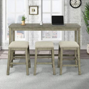4 Pieces Counter Height Dining Set - Pub Table and 3 Bar Stools, Kitchen Bar with Socket