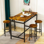 AWQM Bar Table Set Kitchen Pub Table with 4 Stools 5 Pieces Dining Table Set Breakfast Table of 47.2 x 23.6 x 34.6 Inches, St