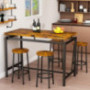 AWQM Bar Table Set Kitchen Pub Table with 4 Stools 5 Pieces Dining Table Set Breakfast Table of 47.2 x 23.6 x 34.6 Inches, St