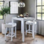 Nathan James Viktor 3 Piece Dining Set, Heigh Kitchen Counter Pub or Breakfast Table with Marble Top and Fabric Wood Base Sea