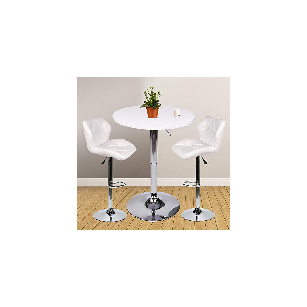 Bar Table Set of 3 – Adjustable Round Table and 2 Swivel Pub Stools for Home Kitchen Bistro, Bars Wine Cabinets  Set 8 
