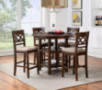 New Classic Furniture Cori 5-Piece Round Counter Set with 1 Dining Table and 4 Chairs, 42-Inch, Cherry