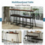 4-Piece Counter Height Extra Long Dining Table Set, Bar Table Set with 3 PU Stools, Side Table with Footrest Pub Kitchen Set 