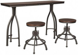 Signature Design by Ashley Odium Urban Counter Height Dining Table Set with 2 Bar Stools, Gray