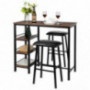 Bonnlo 3-Piece Dining Set Bar Table Set for 2, Counter Height Dining Table Set Small Kitchen Dining Table with 2 Upholstered 