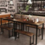 Recaceik 3 PCS Dining Table Set, Modern Kitchen Table and Chairs for 2-4, Wood Pub Bar Table Benches Set Perfect for Breakfas