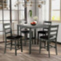 Merax 5-Piece Square Counter Height Wooden Kitchen, Dining Room Set with Table and 4 Upholstered Chairs, Grey+Black