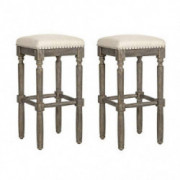 Ball & Cast Kitchen Counter Pub-Height Barstool 30 Inch Seat Height Taupe with Brush Grey Set of 2