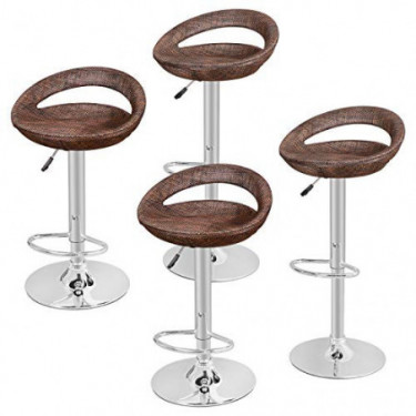ZENY Set of 4 Adjustable Bar Stools, Pub Swivel Barstool Chairs with Back, Pub Kitchen Counter Height Modern Patio Barstool