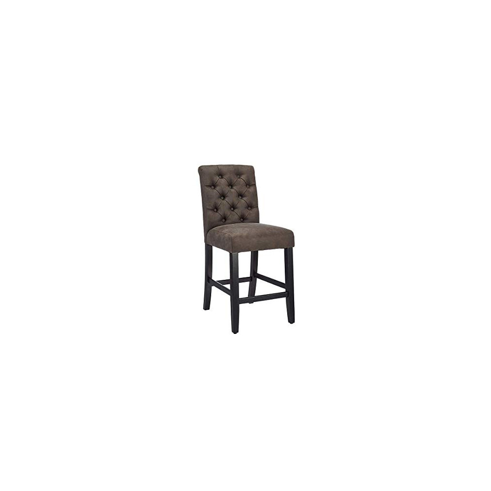 CangLong Tufted Leather Kitchen Counter Height Stool Chair for Bar, Kitchen, Dining Room, Living Room and Bistro Pub, Set of 