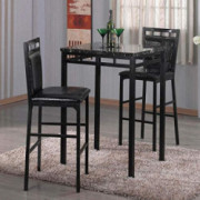Better Home Products Gator Dinette Set of 3-Pieces Faux Marble High Top Counter Height Bar and Pub Table Set with Padded 2 Ch