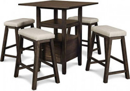 New Classic FURNITURE Derby Counter Table & 4 Stool Set, Chocolate