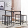 5-Piece Home Bar Table and Stool Set, Pub Table Set with High Stools for Kitchen Dining Room, Marble Print Tavern Set, Counte