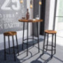 Bar Table Set-3PCS Round Kitchen Counter-Dining Table with 2 Stools, for Home-Farmhouse-Restaurant-Cafe-Kitchen-Dining, Artif