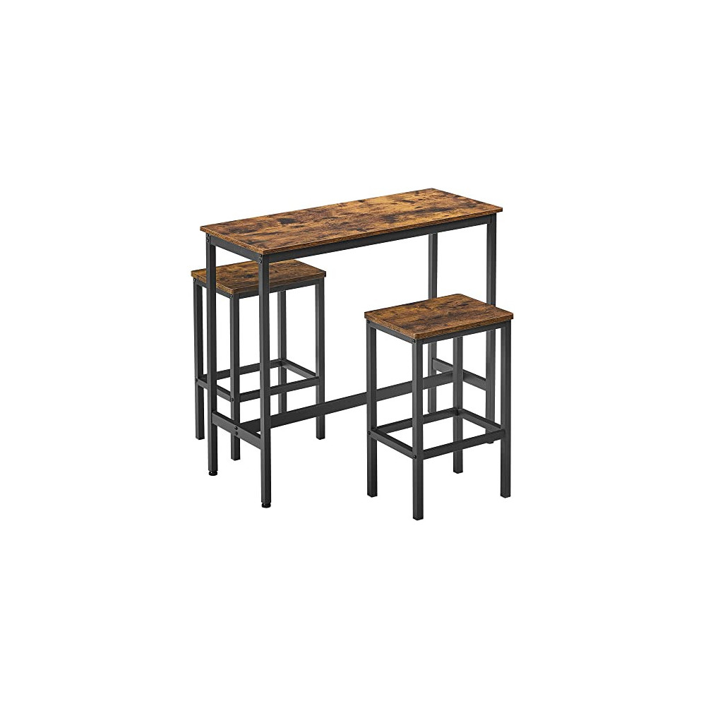 VASAGLE Dining Table Set, Bar Table and Chairs Set, Kitchen Bar Height Table with Stools Set of 2, Steel Frame, Industrial, R