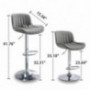 Volans Mid Century Modern Faux Leather Swivel Adjustable Height Bar Stools Set of 2, Counter Height Pub Chair with Back, Chro