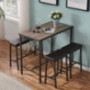 O&K FURNITURE Bar Table and Chairs Set of 4, Industrial Dining Table Set with Glass Holder, Kitchen Table with Upholstered Be
