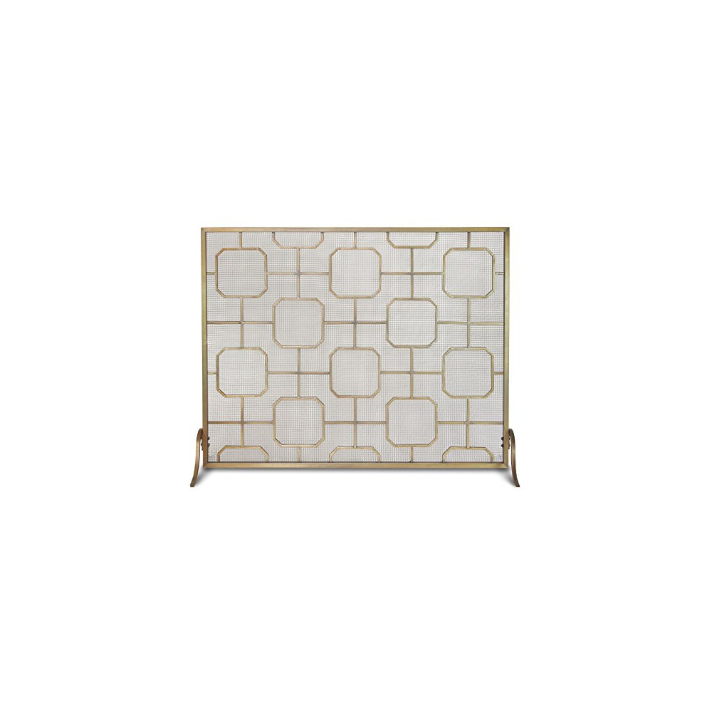 Pilgrim Home and Hearth, Burnished Brass 18309 Madison Single Panel Fireplace Screen, 39”W x 31”H x 12.5”D, 16 lbs