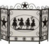 Dagan Three Fold Wrought Iron Fireplace Screen with Cowboy and Star Design  DG-S166 , 50.75x34.75-Inches