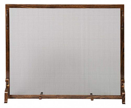 Dagan Wrought Iron Fireplace Screen with Wood Design  DG-S129WD , 39x31-Inches
