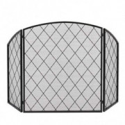 Bysesion GT1-JL Tri-Fold Arc Top Thin Line Diamond Grid Decorative Iron Fireplace Screen 128x77 Unfolded Size