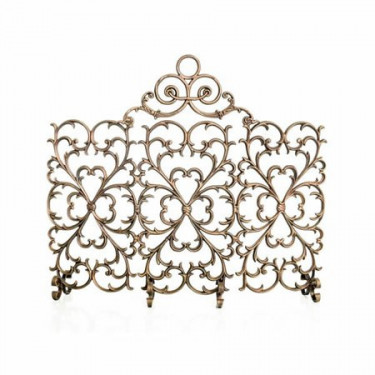 Woodland Direct FS-S3PA-AG 3 Panel Scroll Fireplace Screen with Arch44. Antique Gold