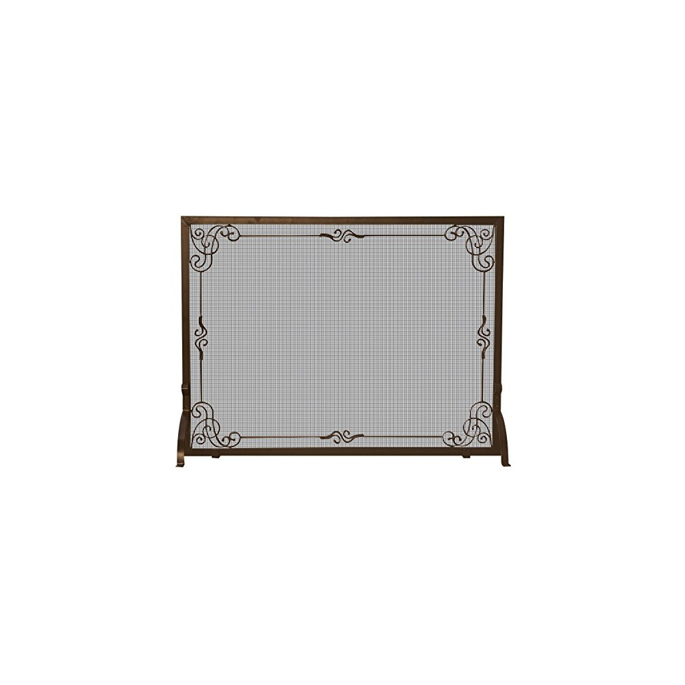 Uniflame Single Panel Bronze Finish Screen with Decorative Scroll