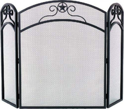Shop Chimney S165 Black 3 Fold Wrought Iron Arched Panel Screen - 32 inch