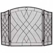 Shop Chimney Black 3 Fold Weave Design Wrought Iron Arched Panel Screen - 34 inch