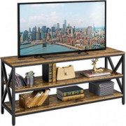 Yaheetech Industrial TV Stand for TV up to 65 inch, 55" TV Cabinet with 3 Tier Storage Shelves for Living Room, Entertainment