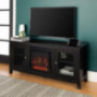 Walker Edison Rustic Wood and Glass Fireplace TV Stand for TVs up to 64" Flat Screen Living Room Storage Cabinet Doors and S