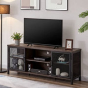 FATORRI Industrial Entertainment Center for TVs up to 65 Inch, Rustic Wood TV Stand, Large TV Console and TV Cabinet for Livi