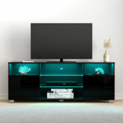 AUXSOUL High Glossy TV Stand w/RGB LED Light - 47 Inch Modern Entertainment Center for 55 Inch TV - TV Cabinet w/Drawers - Me