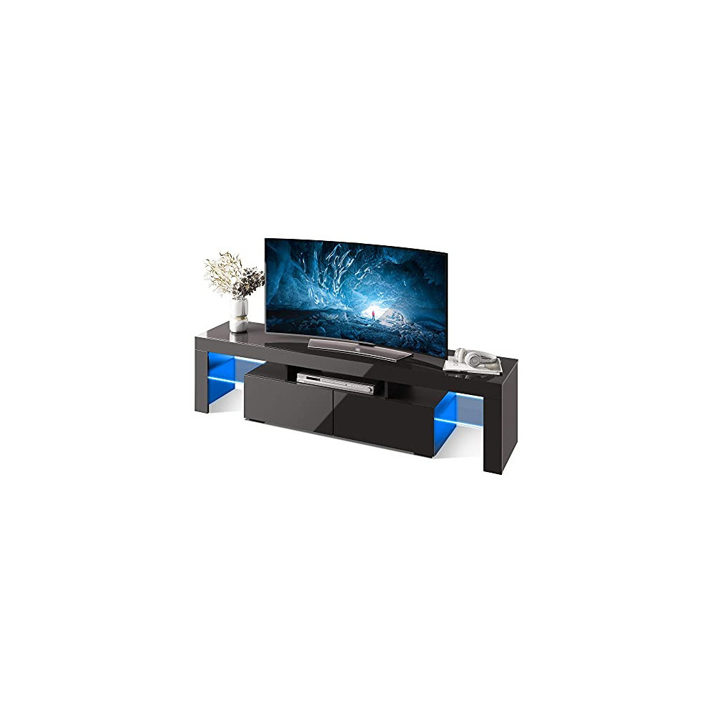 WLIVE Modern LED TV Stand for 60/65/70 Inch TVs with Color Change Lighting, Universal Entertainment Center for Video Gaming, 