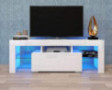 Goujxcy LED TV Stand for 60 inch TVs, High Gloss Entertainment Center with Storage Drawer, Media Console Table Television Sta