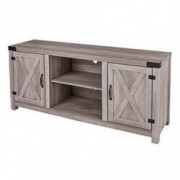 ROCKPOINT 58inch Barn Door TV Stand Entertaiment Media Console Center Industrial Style , Grey Wash