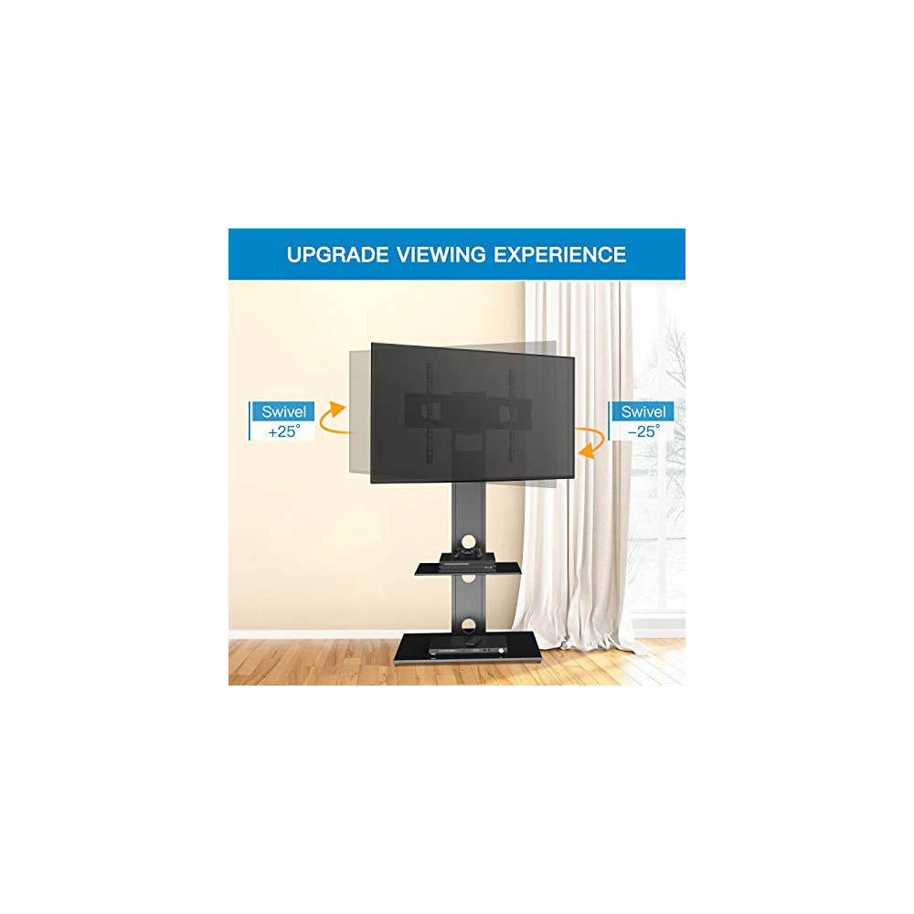 PERLESMITH Swivel Floor TV Stand / Base with Shelves for Most Universe Furniture